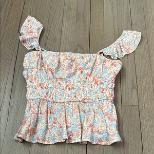 Miami Floral Smocked Blouse with Ruffle Sleeves
